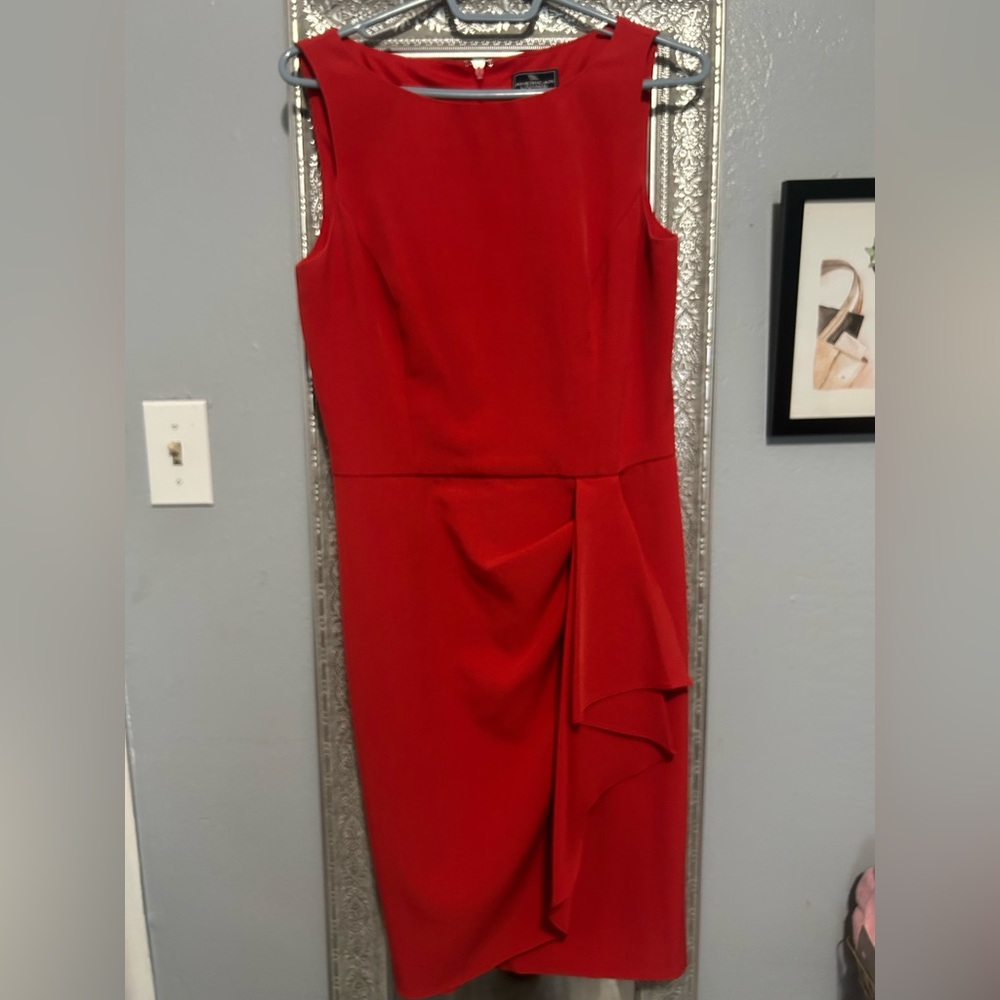 American Living Red Sleeveless Sheath Midi Dress